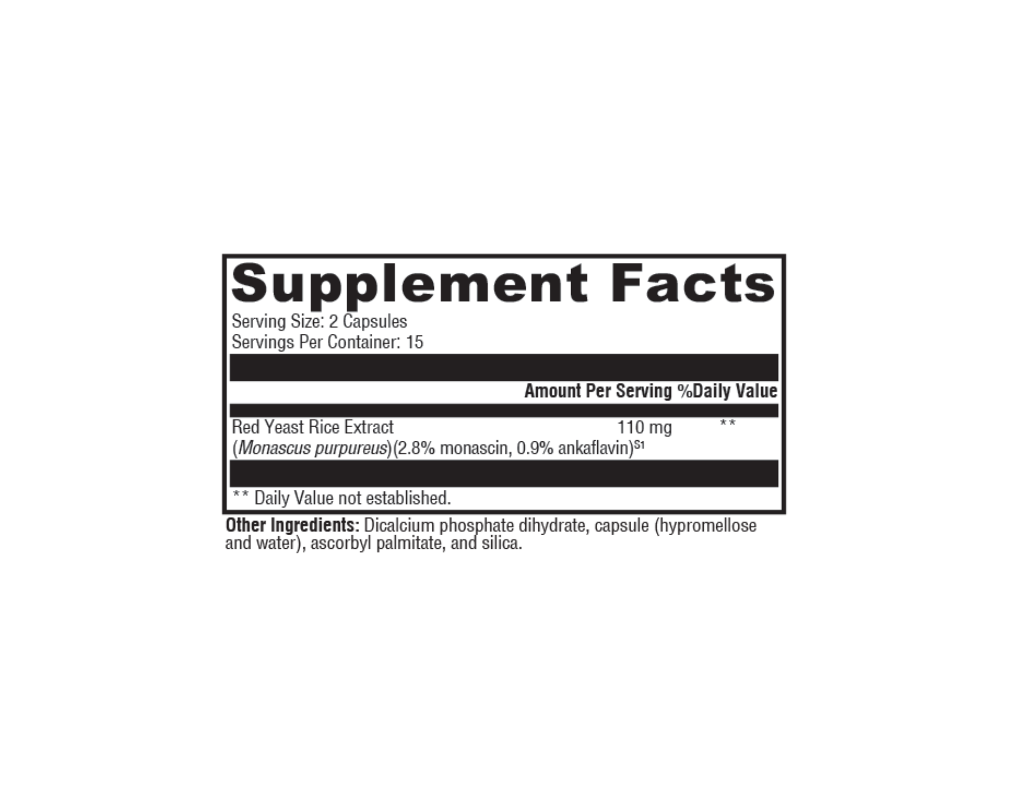 Chi Rho Chiropractic - Red Yeast Rice Supplement Facts
