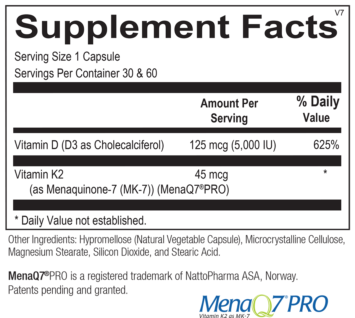 Chi Rho Chiropractic - Vitamin D3+K2 SG Supplement Facts