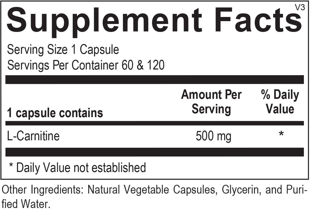 Chi Rho Chiropractic - L-Carnitine Supplement Facts